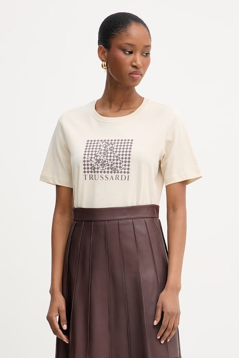 Trussardi t-shirt γυναικείο βαμβακερό μπεζ G1346000246N