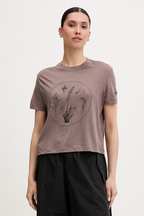 Icebreaker T-shirt damski wełniany Seed brązowy IB0A57FY0KW1