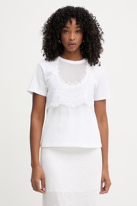 Twinset t-shirt damski bawełniany biały 261TT2490