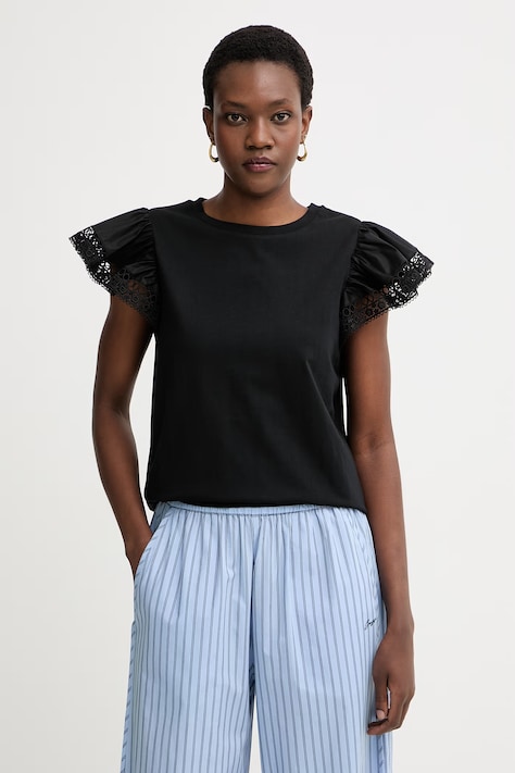 Twinset t-shirt γυναικείο βαμβακερό μαύρο 261TT2064