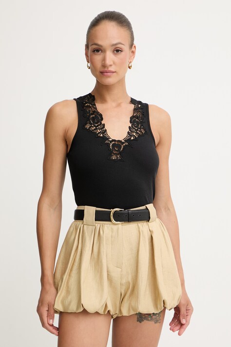 Twinset top ženski od pamuka crni 261TT2360