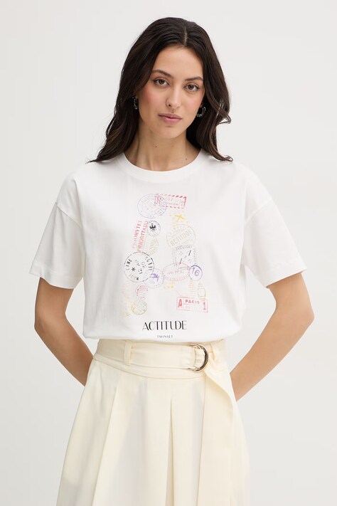 Twinset t-shirt damski bawełniany biały 261AT2150