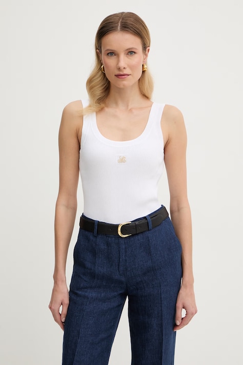 Luisa Spagnoli top din bumbac Cucirino culoarea alb, 100317