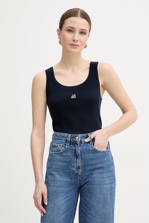 Βαμβακερό τοπ Luisa Spagnoli Cucirino χρώμα: ναυτικό μπλε, 100317