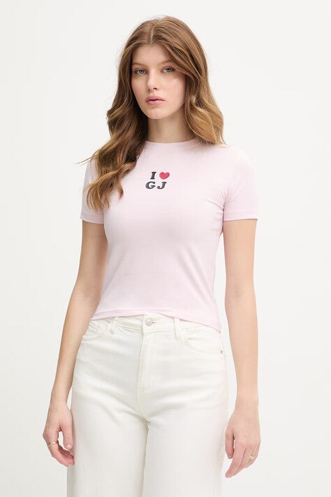 Guess Jeans t-shirt damski z bawełną różowy W6GIB1 J1314