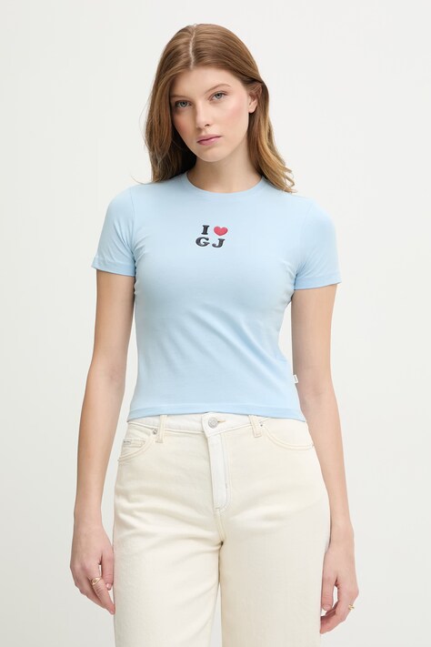 Guess Jeans t-shirt damski z bawełny niebieski W6GIB1 J1314