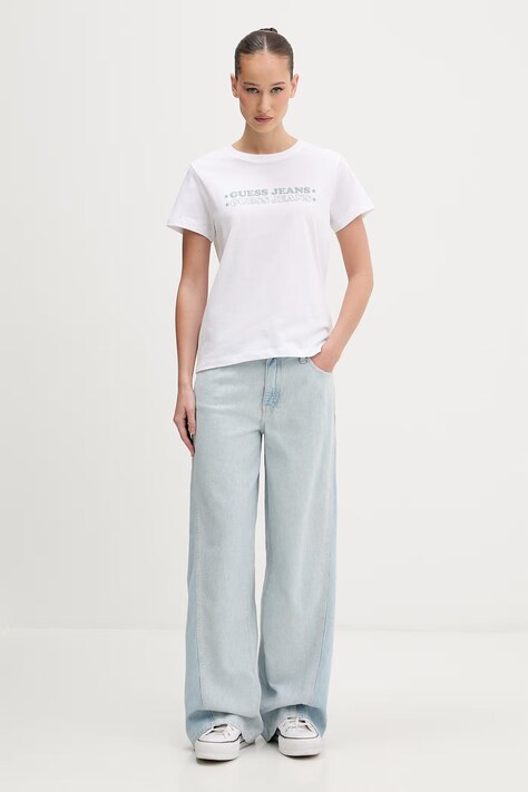 Guess Jeans футболка жіноча бавовняна — SS26-TSD0UD, білий — фото 2
