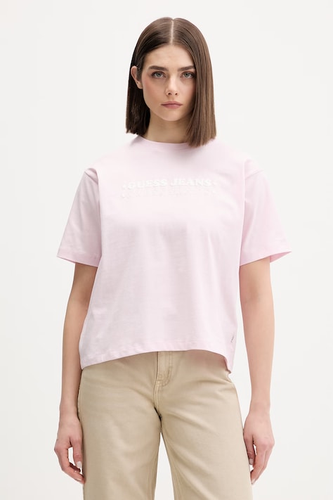 Guess Jeans футболка жіноча бавовняна рожева W6GI04 K8HM0