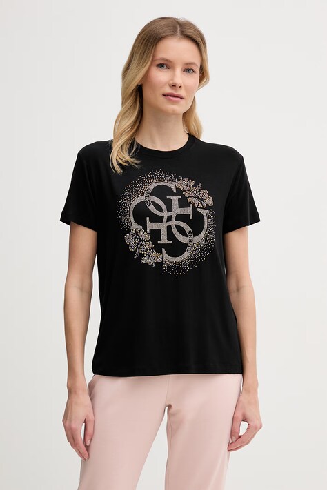 Guess Γυναικείο Μπλουζάκι CORINNE μαύρο E6GI01 K68D2