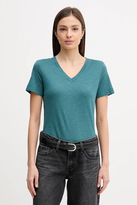 Sisley t-shirt damski kolor zielony 3TNHL108E