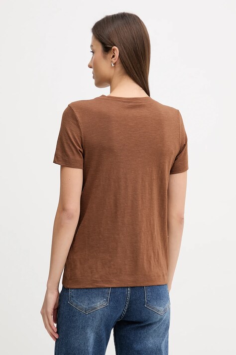 Sisley t-shirt damski kolor brązowy 3TNHL108E