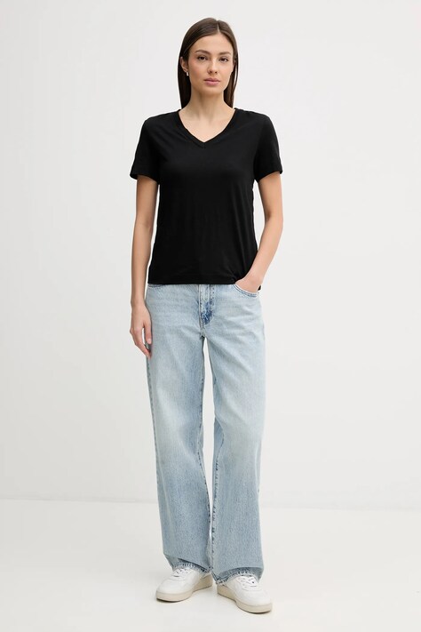 Sisley t-shirt damski kolor czarny 3TNHL108E