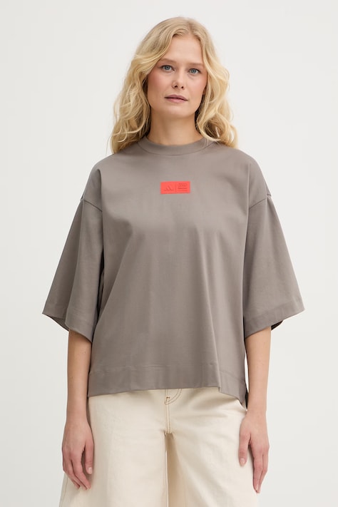 adidas t-shirt damski bawełniany x Audi brązowy KE6770