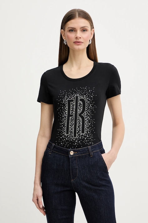 Fracomina t-shirt damski kolor czarny FP26ST3002J401N5