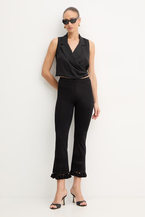 Fracomina bluzka damska kolor czarny gładka FR26ST2018W41201