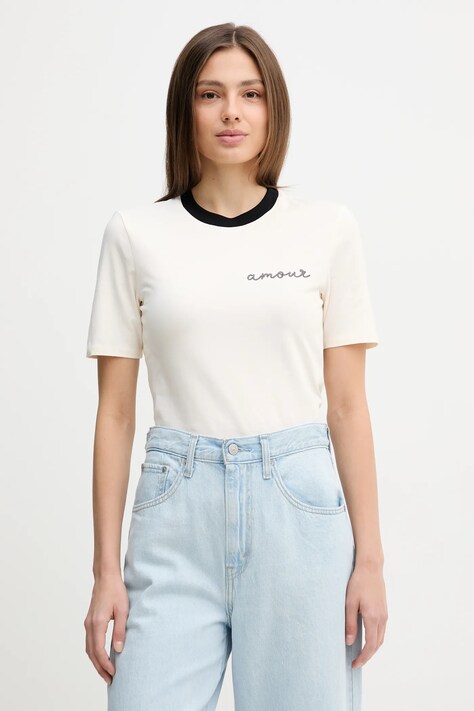 United Colors of Benetton t-shirt damski kolor beżowy 3ECMD10C6