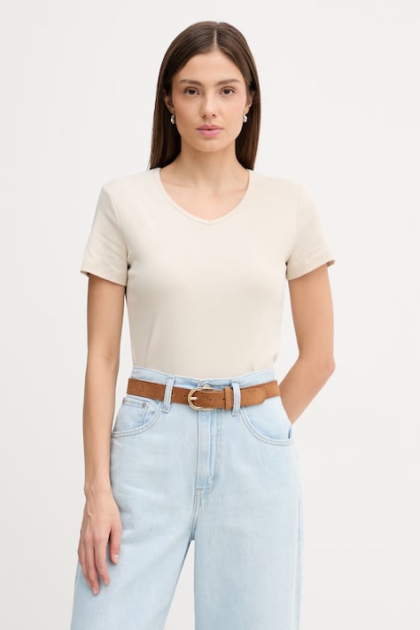 United Colors of Benetton t-shirt bawełniany damski kolor beżowy 3GA8D4029