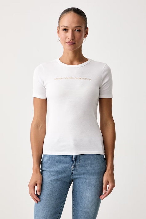 United Colors of Benetton Kratka majica ženska bombažna bela 3GA8E16A2