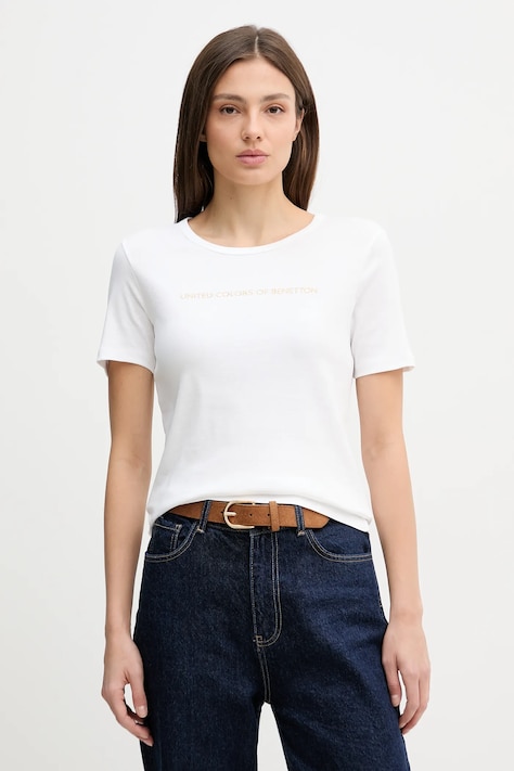United Colors of Benetton t-shirt bawełniany damski kolor biały 3GA8E16A2