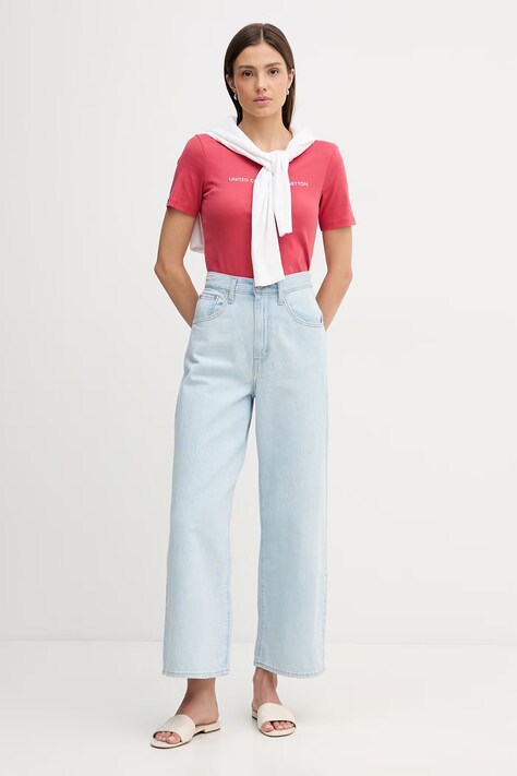 United Colors of Benetton t-shirt bawełniany damski kolor czerwony 3GA8E16A2