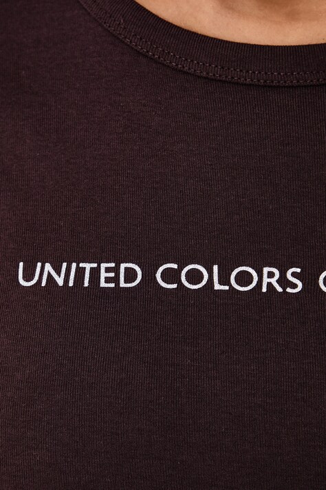 United Colors of Benetton T-shirt damski bawełniany brązowy 3GA8E16A2