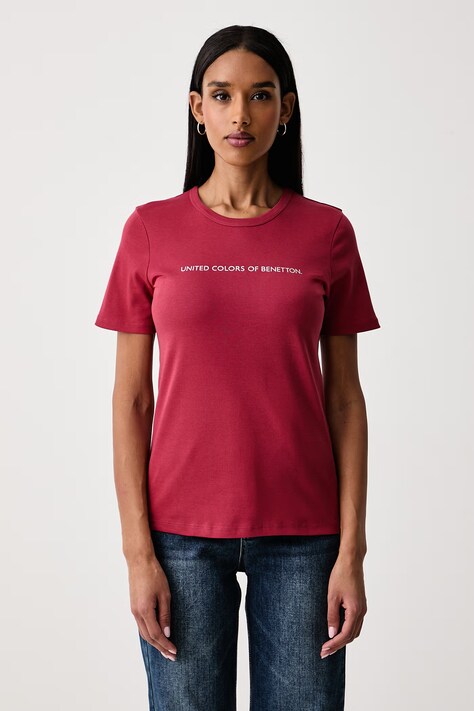 United Colors of Benetton Tričko dámske bavlnené červené 3GA8E16A2