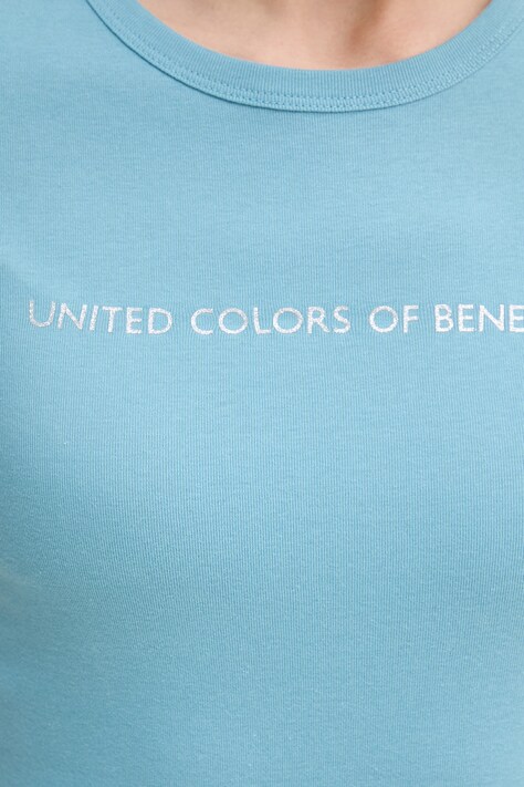 United Colors of Benetton футболка жіноча бавовняна — SS26-TSD0ZZ, блакитний — фото 5