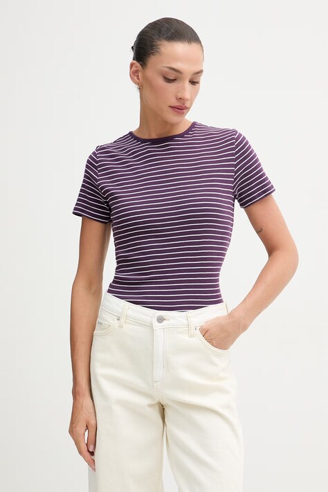 United Colors of Benetton t-shirt damski bawełniany fioletowy 339PD10BX