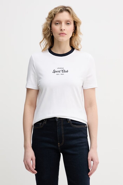 United Colors of Benetton t-shirt damski bawełniany z elastanem biały 3ECMD10C7