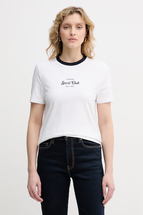 United Colors of Benetton t-shirt damski bawełniany z elastanem biały 3ECMD10C7