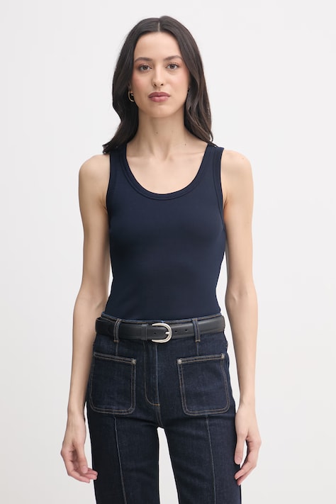 United Colors of Benetton top da donna in cotone con elastan blu navy 3O4YDH01B