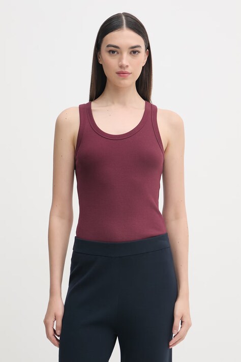 United Colors of Benetton top damski bawełniany z elastanem bordowy 3O4YDH01B