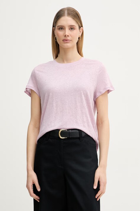 United Colors of Benetton t-shirt damski lniany różowy 3TKEE1009