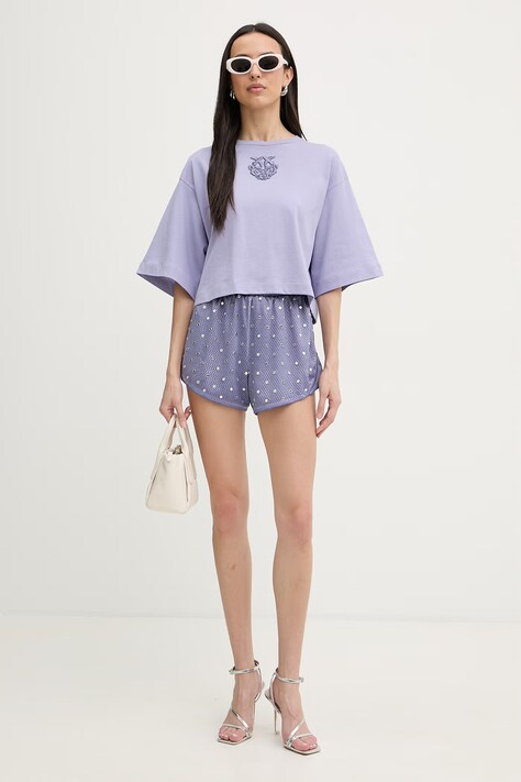 Pinko t-shirt damski bawełniany fioletowy 106814 A3AM