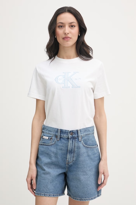 Calvin Klein Jeans basic tričko dámské bavlněné bílé LV047F829G
