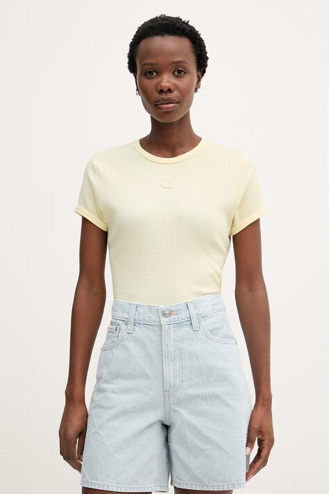 Calvin Klein Jeans tričko dámske s bavlnou žlté LV047F233G