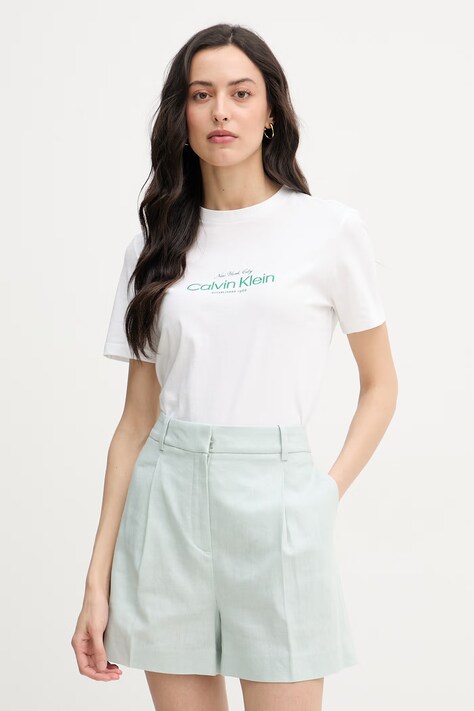 Calvin Klein Jeans kratka majica ženska bombažna bela LV047F810G