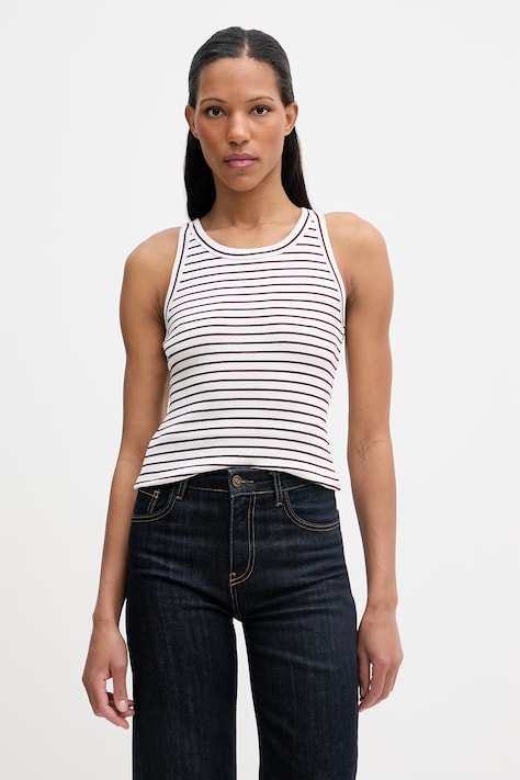 Marc O'Polo top damski bawełniany z elastanem biały 5000008213