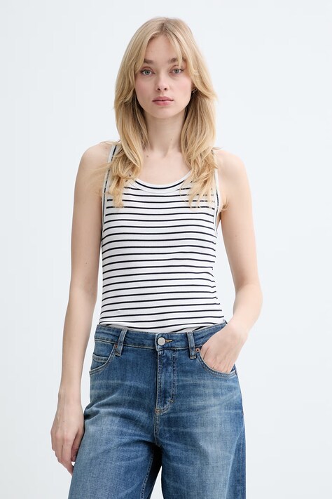 Marc O'Polo top damski bawełniany z elastanem biały 5000008213