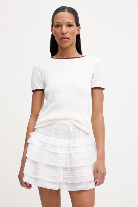 Marc O'Polo T-shirt damski bawełniany beżowy 5000009616