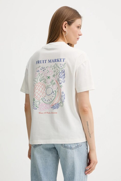 Marc O'Polo t-shirt bawełniany damski kolor beżowy 5000010955