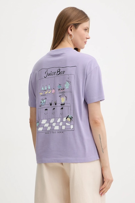 Marc O'Polo t-shirt bawełniany damski kolor fioletowy 5000010955