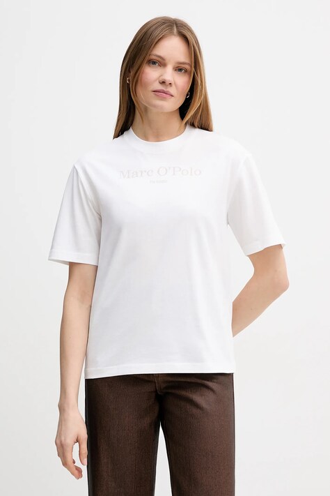 Marc O'Polo t-shirt bawełniany damski kolor beżowy 5000013306