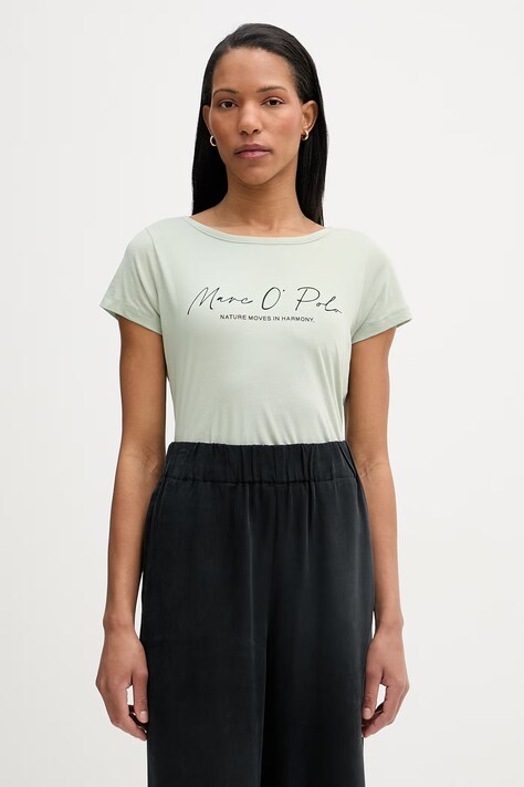 Marc O'Polo T-shirt damski bawełniany zielony 5000013309