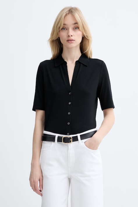 Marc O'Polo koszula damska z wiskozą czarna gładka 5000013317