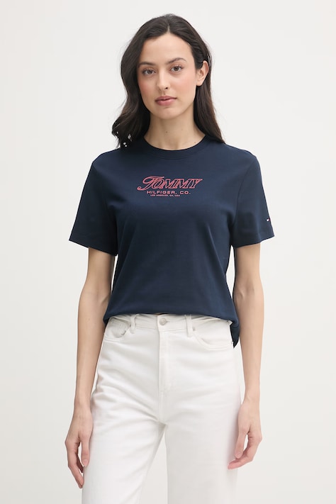 Tommy Hilfiger t-shirt damski bawełniany SUMMER granatowy WW0WW48707