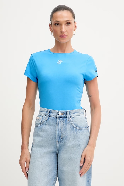 Tommy Hilfiger tricou feminin SUMMER albastru WW0WW48710