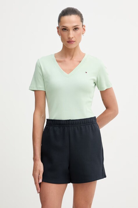 Tommy Hilfiger t-shirt damski bawełniany zielony WW0WW40584