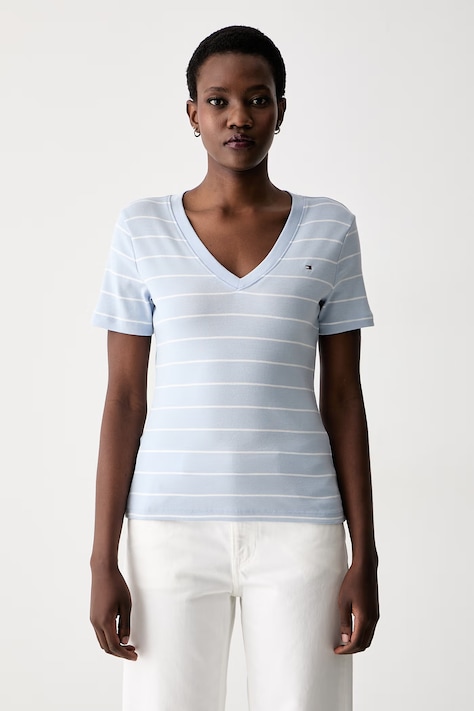 Tommy Hilfiger tričko dámske bavlnené modré WW0WW40584