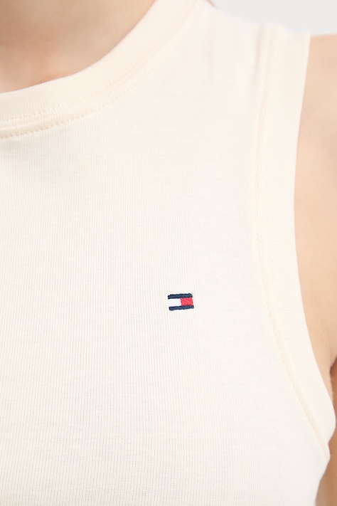 Tommy Hilfiger top de femei din bumbac bej WW0WW47806